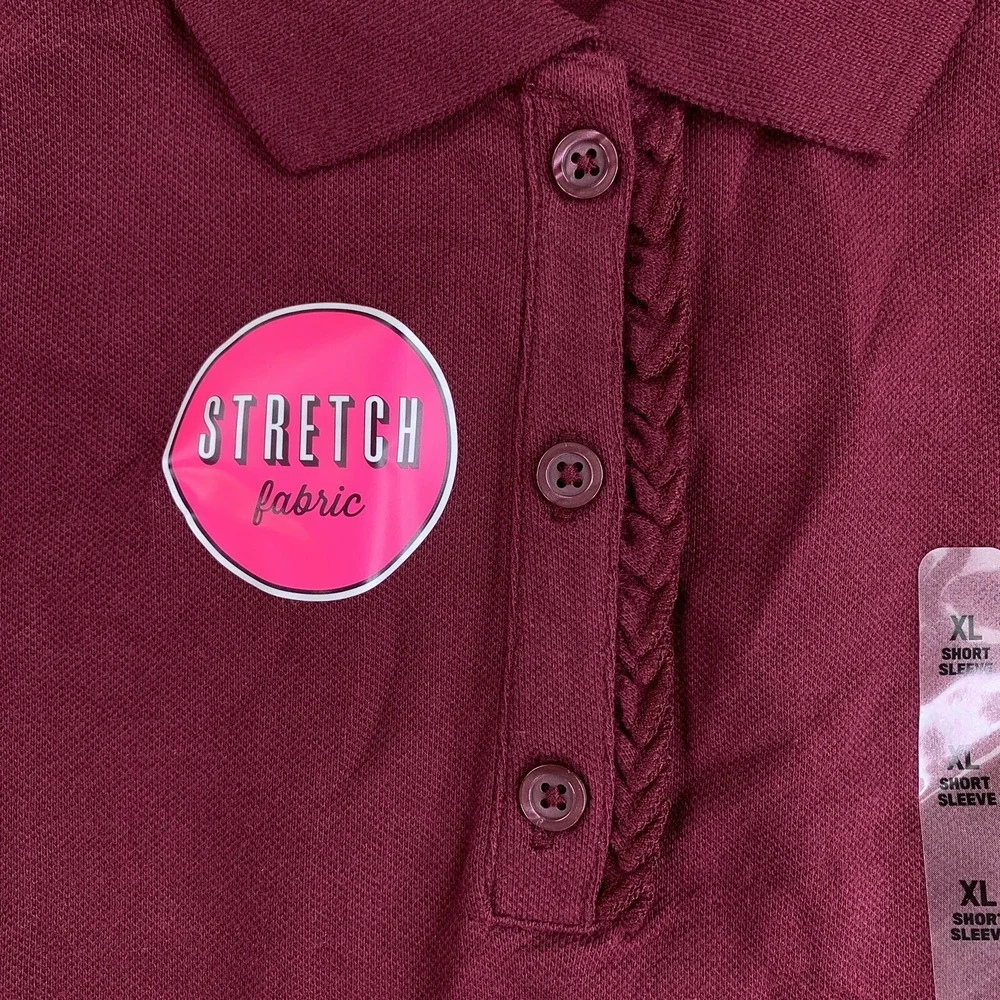 The Children's Place Girls Size XL 14 Rubine Uniform Ruffle Pique Polo NWT